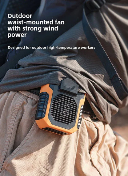 Portable Waist Clip Fan 6000mAh Rechargeable Personal Air Conditioner with Power Bank Function Heavy Duty Wearable Belt Fan for Tradies Camping and Outdoor Work Green - Mekamart Australia