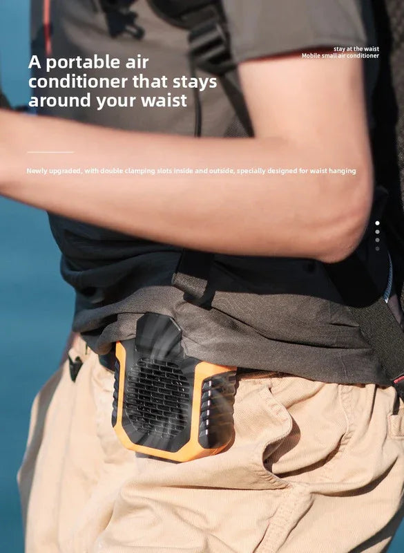 Portable Waist Clip Fan 6000mAh Rechargeable Personal Air Conditioner with Power Bank Function Heavy Duty Wearable Belt Fan for Tradies Camping and Outdoor Work Green - Mekamart Australia