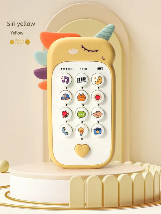 Unicorn Baby Toy Phone Music & Light Learning Mobile Teether for Toddlers Interactive English Educational Gift Yellow - Mekamart Australia