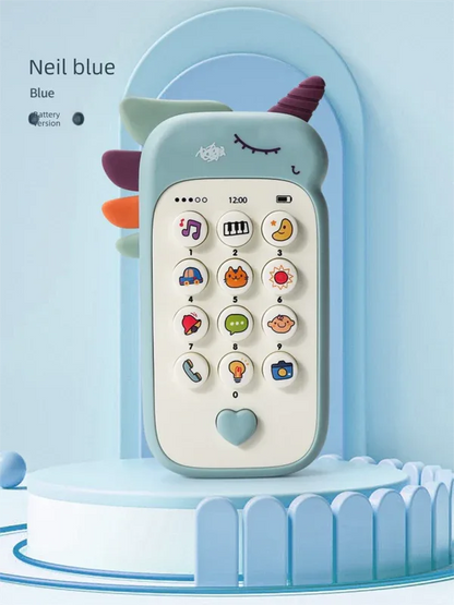 Unicorn Baby Toy Phone Music & Light Learning Mobile Teether for Toddlers Interactive English Educational Gift Blue - Mekamart Australia