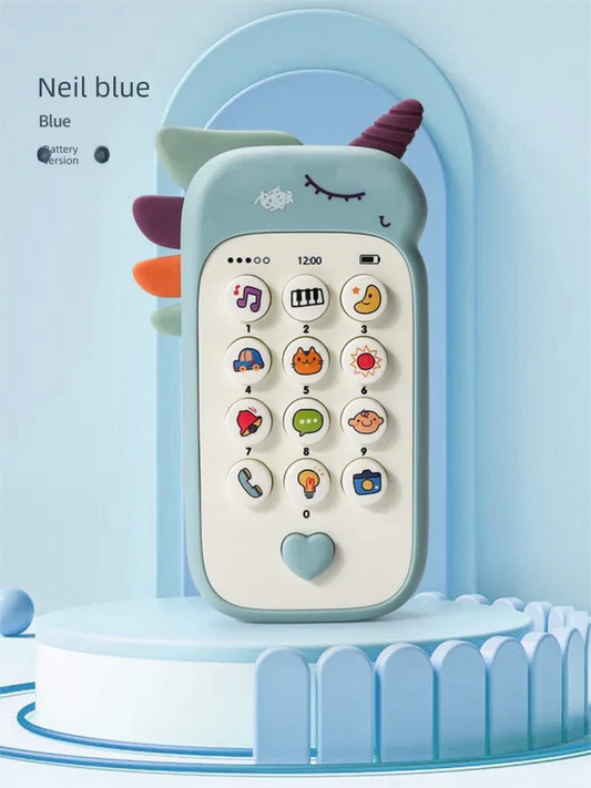 Unicorn Baby Toy Phone Music & Light Learning Mobile Teether for Toddlers Interactive English Educational Gift Blue - Mekamart Australia