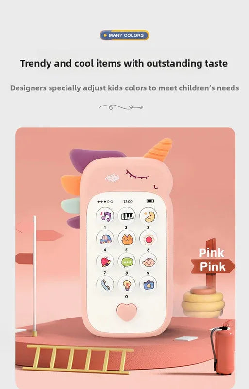 Unicorn Baby Toy Phone Music & Light Learning Mobile Teether for Toddlers Interactive English Educational Gift Blue - Mekamart Australia