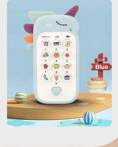 Unicorn Baby Toy Phone Music & Light Learning Mobile Teether for Toddlers Interactive English Educational Gift Blue - Mekamart Australia