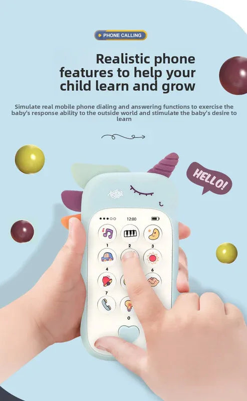 Unicorn Baby Toy Phone Music & Light Learning Mobile Teether for Toddlers Interactive English Educational Gift Blue - Mekamart Australia