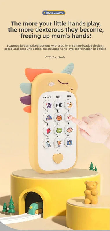Unicorn Baby Toy Phone Music & Light Learning Mobile Teether for Toddlers Interactive English Educational Gift Blue - Mekamart Australia