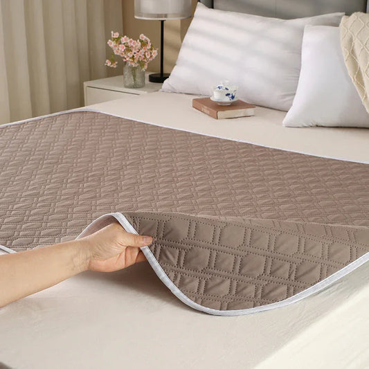 Washable Incontinence Bed Pad 150x200cm Reusable Waterproof Mattress Protector with Non-Slip Backing 4-Layer Absorbent Underpad for Elderly and Adults Dark Brown - Mekamart Australia