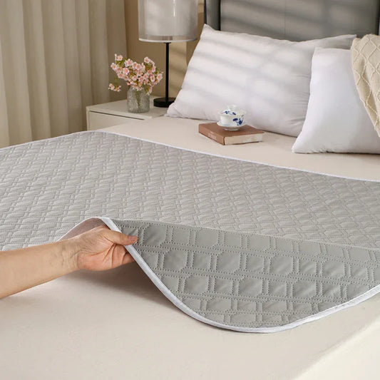 Washable Incontinence Bed Pad 115x200cm Reusable Waterproof Mattress Protector with Non-Slip Backing 4-Layer Absorbent Underpad for Elderly and Adults Smoky gray - Mekamart Australia