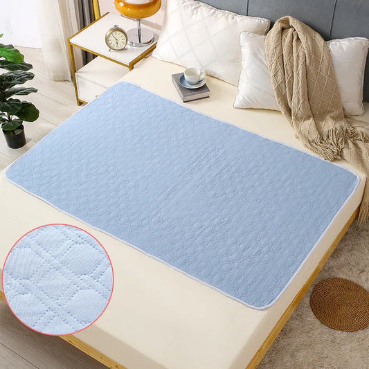 Washable Incontinence Bed Pad 150x200cm Reusable Waterproof Mattress Protector with Non-Slip Backing 4-Layer Absorbent Underpad for Elderly and Adults Medium blue - Mekamart Australia