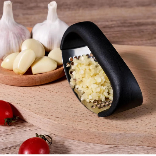 Black Stainless Steel Garlic Press Rocker Ergonomic Garlic Crusher and Ginger Mincer Professional Kitchen Tool - Mekamart Australia