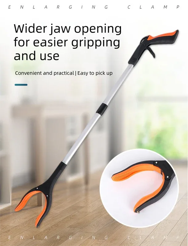 Yellow and Black Handle Foldable Grabber Reacher Tool - 83cm Aluminium Litter Picker with Magnetic Tip - Lightweight Mobility Aid for Garden & Home Rubbish Cleanup - Mekamart Australia