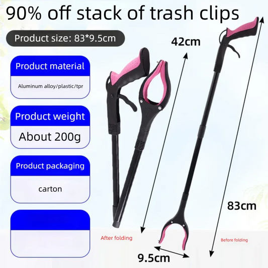 Purple and Black Handle Foldable Grabber Reacher Tool - 83cm Aluminium Litter Picker with Magnetic Tip - Lightweight Mobility Aid for Garden & Home Rubbish Cleanup - Mekamart Australia