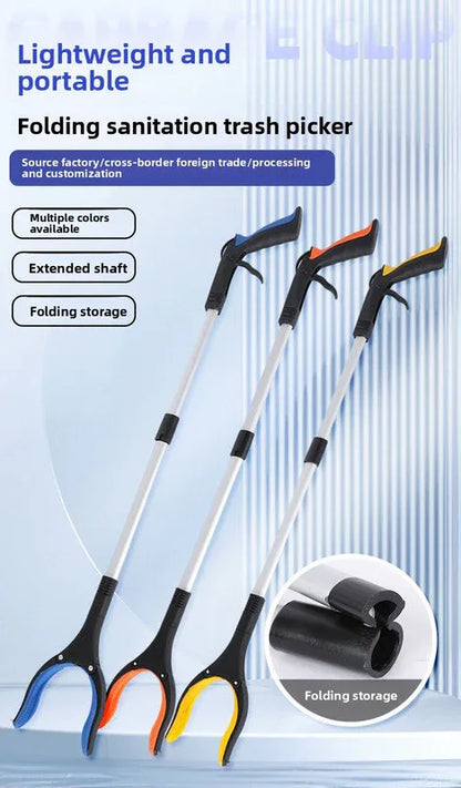Purple and Black Handle Foldable Grabber Reacher Tool - 83cm Aluminium Litter Picker with Magnetic Tip - Lightweight Mobility Aid for Garden & Home Rubbish Cleanup - Mekamart Australia