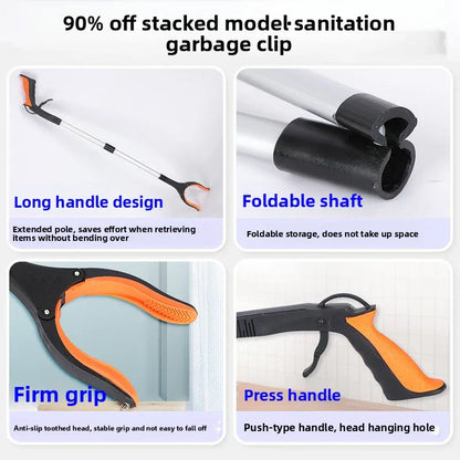 Purple and Black Handle Foldable Grabber Reacher Tool - 83cm Aluminium Litter Picker with Magnetic Tip - Lightweight Mobility Aid for Garden & Home Rubbish Cleanup - Mekamart Australia