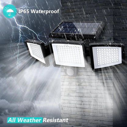 Solar Garden Lights Outdoor Motion Sensor 210 LED - 2-in-1 Ground Spike & Wall Mount Flood Light with Remote IP65 Waterproof for Pathway & Yard - Mekamart Australia