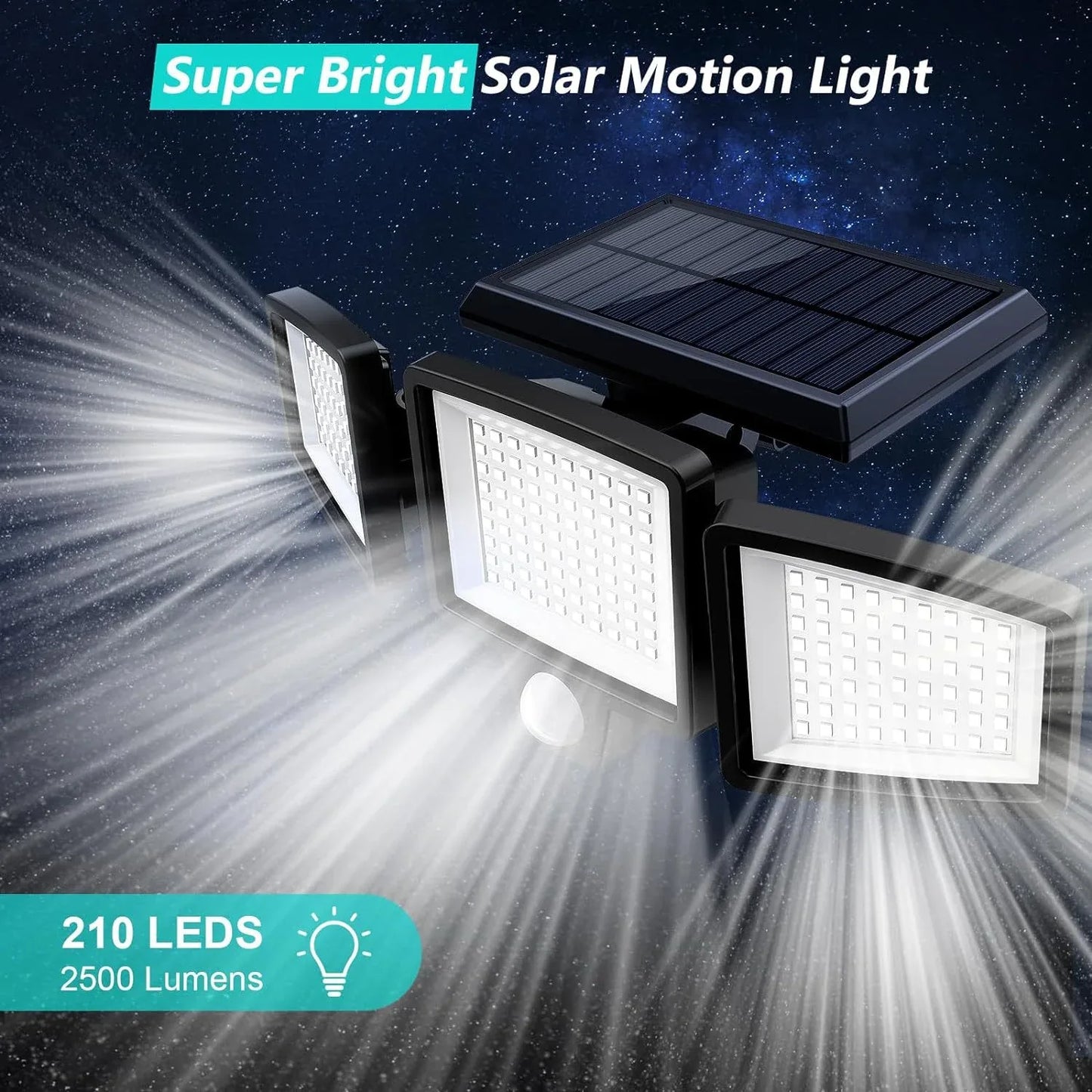 Solar Garden Lights Outdoor Motion Sensor 210 LED - 2-in-1 Ground Spike & Wall Mount Flood Light with Remote IP65 Waterproof for Pathway & Yard - Mekamart Australia