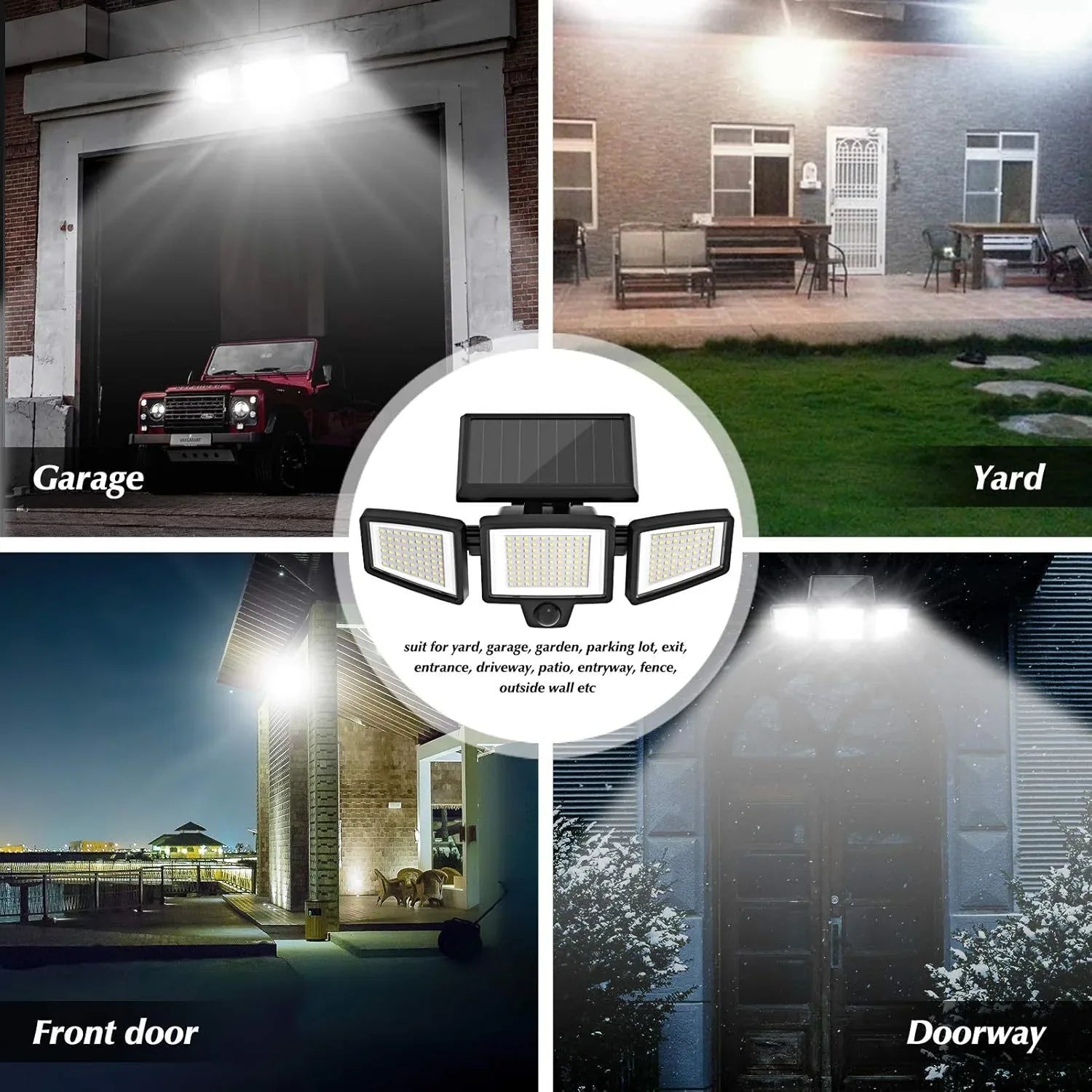 Solar Garden Lights Outdoor Motion Sensor 210 LED - 2-in-1 Ground Spike & Wall Mount Flood Light with Remote IP65 Waterproof for Pathway & Yard - Mekamart Australia