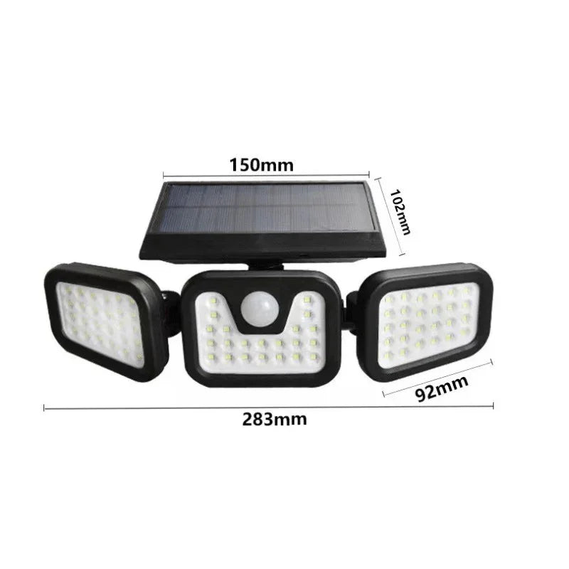 Solar Outdoor Security Lights Motion Sensor 74 LED - 3 Adjustable Heads Flood Light IP65 Waterproof for Garden Garage & Driveway - Mekamart Australia