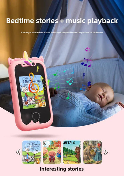 Kids Smart Phone Toy with Dual Camera and IPS Touch Screen Green Dinosaur Silicone Case Educational Games MP3 Music Player 512MB Card Included Ideal Gift for Boys - Mekamart Australia