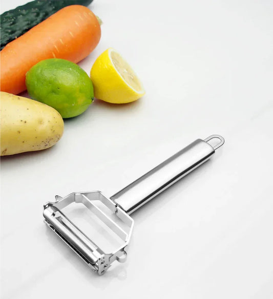 Premium Stainless Steel Dual Peeler & Julienne Cutter - 2-in-1 Vegetable Slicer with Swivel Blade - Heavy Duty Multi-Function Kitchen Tool for Potatoes, Carrots & Fruit - Mekamart Australia
