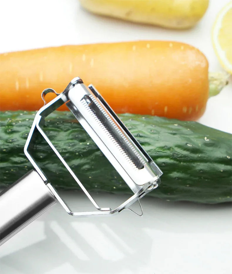 Premium Stainless Steel Dual Peeler & Julienne Cutter - 2-in-1 Vegetable Slicer with Swivel Blade - Heavy Duty Multi-Function Kitchen Tool for Potatoes, Carrots & Fruit - Mekamart Australia