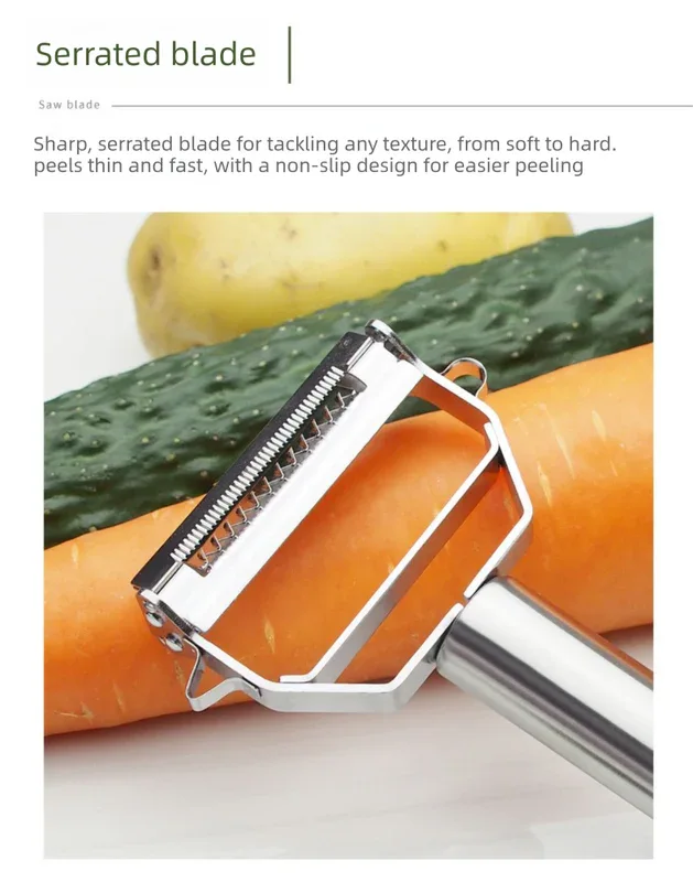 Premium Stainless Steel Dual Peeler & Julienne Cutter - 2-in-1 Vegetable Slicer with Swivel Blade - Heavy Duty Multi-Function Kitchen Tool for Potatoes, Carrots & Fruit - Mekamart Australia