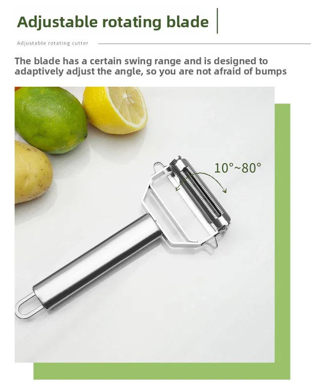 Premium Stainless Steel Dual Peeler & Julienne Cutter - 2-in-1 Vegetable Slicer with Swivel Blade - Heavy Duty Multi-Function Kitchen Tool for Potatoes, Carrots & Fruit - Mekamart Australia