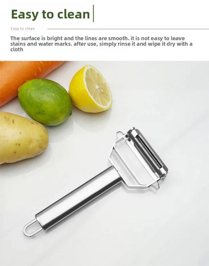 Premium Stainless Steel Dual Peeler & Julienne Cutter - 2-in-1 Vegetable Slicer with Swivel Blade - Heavy Duty Multi-Function Kitchen Tool for Potatoes, Carrots & Fruit - Mekamart Australia