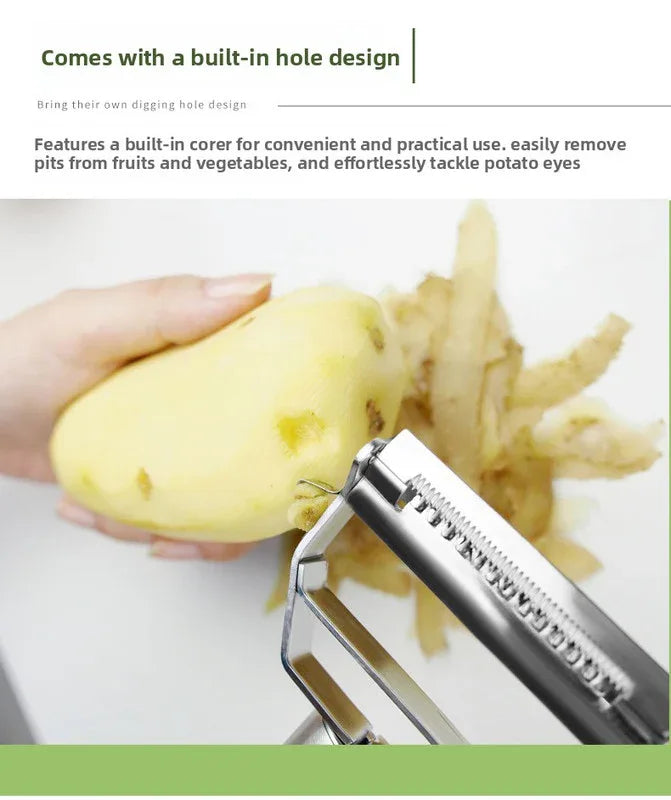 Premium Stainless Steel Dual Peeler & Julienne Cutter - 2-in-1 Vegetable Slicer with Swivel Blade - Heavy Duty Multi-Function Kitchen Tool for Potatoes, Carrots & Fruit - Mekamart Australia