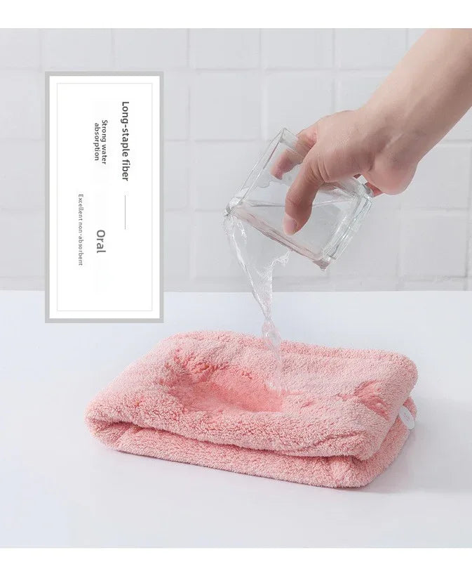 Soft Microfibre Hair Drying Towel Wrap - Super Absorbent Coral Fleece Turban with Secure Button - Quick Dry Bath Head Cap for Wet Hair & Spa - Light gray - Mekamart Australia