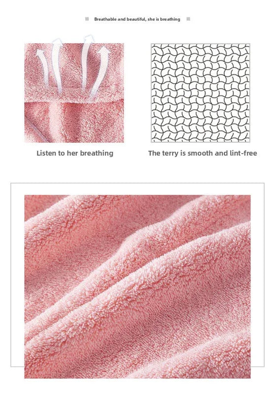 Soft Microfibre Hair Drying Towel Wrap - Super Absorbent Coral Fleece Turban with Secure Button - Quick Dry Bath Head Cap for Wet Hair & Spa - Light gray - Mekamart Australia