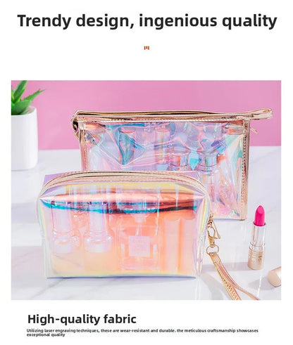 4 PCS Holographic Mini Coin Purses - Iridescent TPU Keyring Pouch - Waterproof Clear Storage for Earbuds, Lipstick & Keys - Small Rectangular Bag Charm 9cm - Mekamart Australia