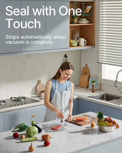Portable Handheld Vacuum Sealer - Wireless Rechargeable Food Saver Pump - Compact Electric Kitchen Gadget for Meal Prep & Sous Vide - White - Mekamart Australia