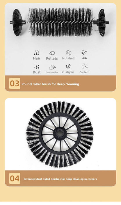 3-in-1 Hand Push Floor Sweeper - Manual Spinning Broom, Dustpan & Mop Combo - Silent Non-Electric Cleaning for Hardwood & Tiles - Lightweight Sky Blue