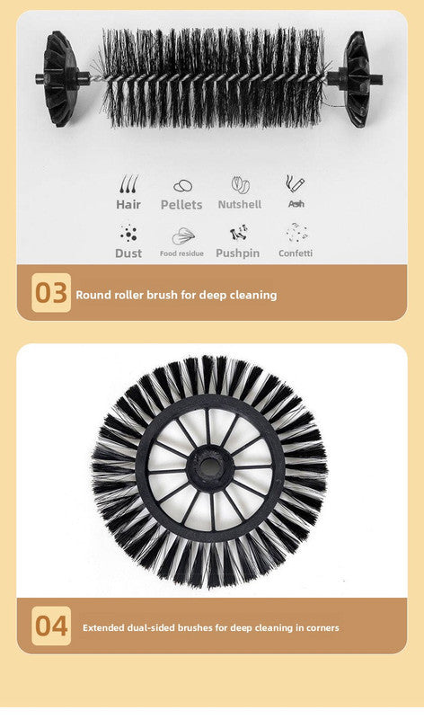 3-in-1 Hand Push Floor Sweeper - Manual Spinning Broom, Dustpan & Mop Combo - Silent Non-Electric Cleaning for Hardwood & Tiles - Vitality Red