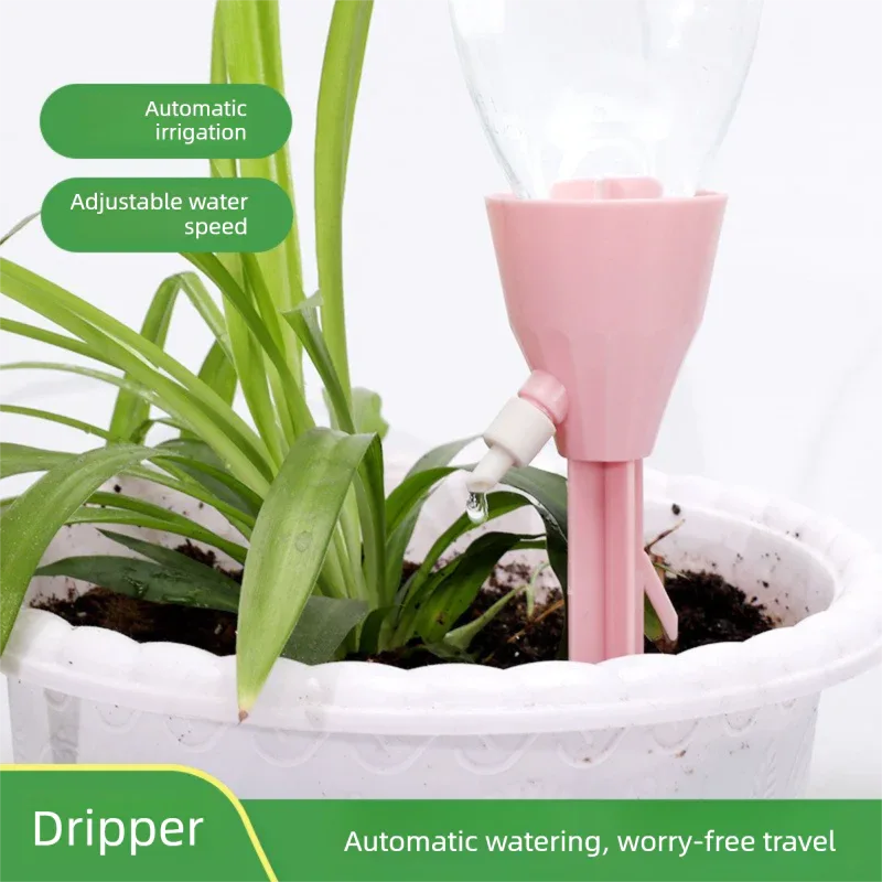 2 PCS Automatic Self-Watering Plant Spikes Adjustable Drip Irrigation System for Indoor Outdoor Garden Pots Holiday Care Green and Pink - Mekamart Australia