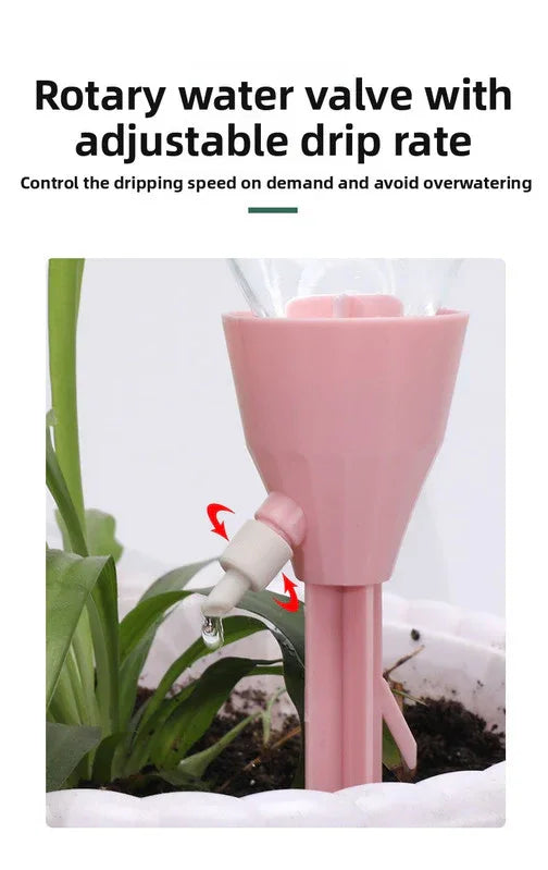 2 PCS Automatic Self-Watering Plant Spikes Adjustable Drip Irrigation System for Indoor Outdoor Garden Pots Holiday Care Green and Pink - Mekamart Australia