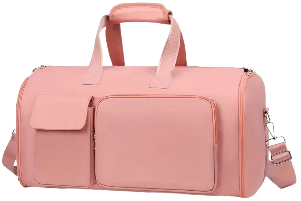 Convertible Travel Garment Bag Large Duffel Suit Carrier with Shoe Compartment & Hidden Backpack Straps Waterproof Light Pink - Mekamart Australia