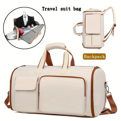 Convertible Travel Garment Bag Large Duffel Suit Carrier with Shoe Compartment & Hidden Backpack Straps Waterproof Light Pink - Mekamart Australia