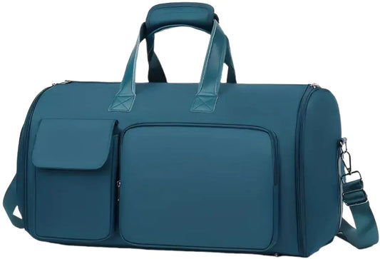 Convertible Travel Garment Bag Large Duffel Suit Carrier with Shoe Compartment & Hidden Backpack Straps Waterproof Blue - Mekamart Australia