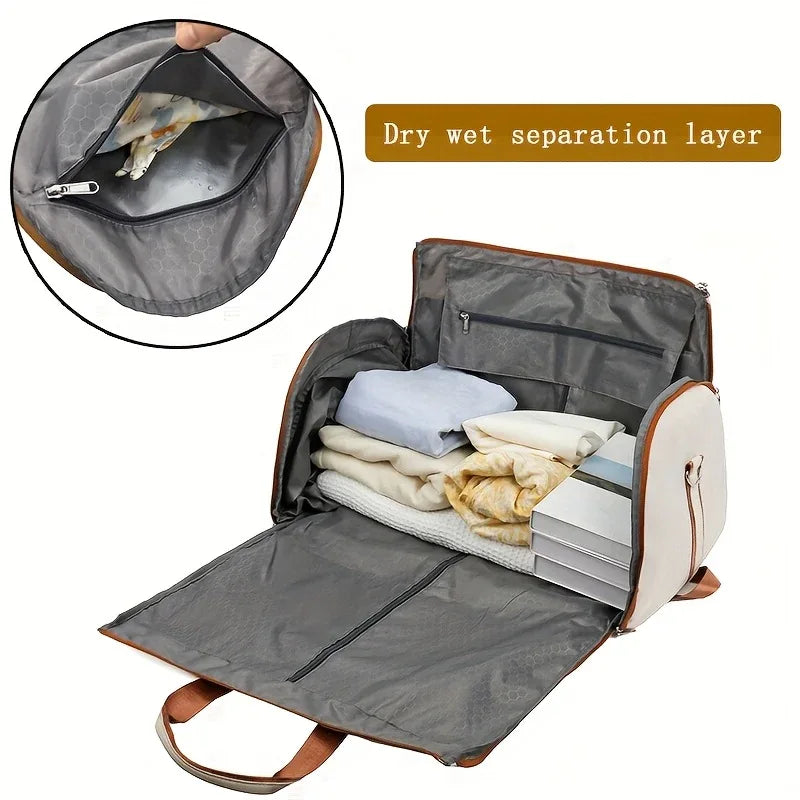 Convertible Travel Garment Bag Large Duffel Suit Carrier with Shoe Compartment & Hidden Backpack Straps Waterproof Blue - Mekamart Australia
