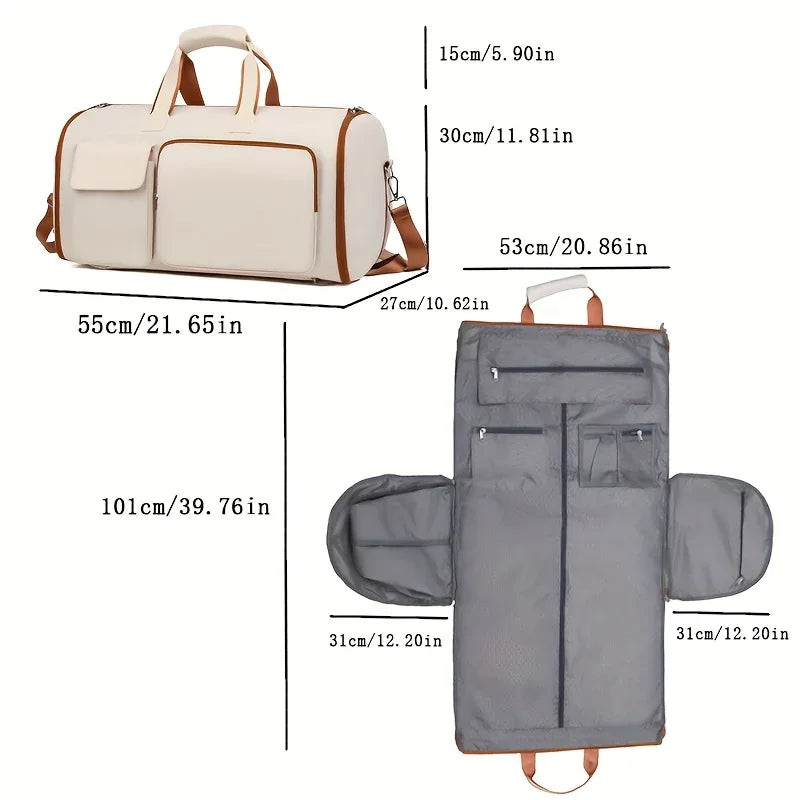 Convertible Travel Garment Bag Large Duffel Suit Carrier with Shoe Compartment & Hidden Backpack Straps Waterproof Blue - Mekamart Australia