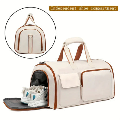 Convertible Travel Garment Bag Large Duffel Suit Carrier with Shoe Compartment & Hidden Backpack Straps Waterproof Blue - Mekamart Australia