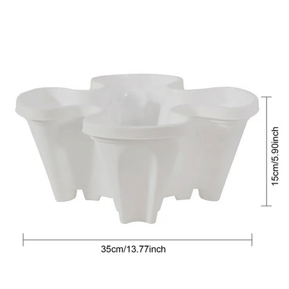 White 3-Tier Stackable Strawberry & Vegetable Planter with Mobile Wheel Tray - Space-Saving Vertical Gardening System - Mekamart Australia