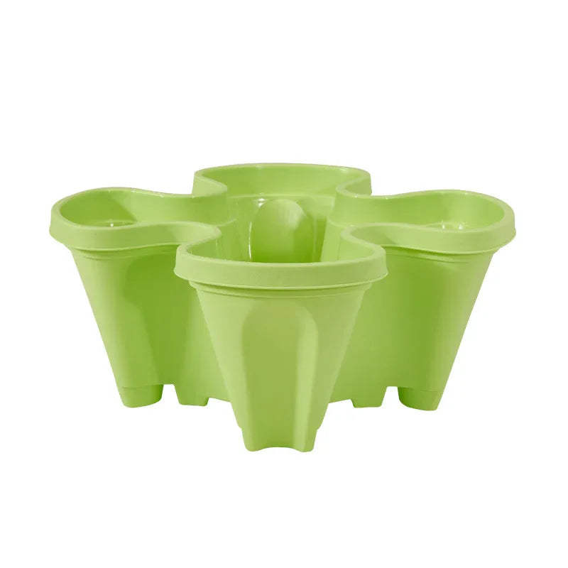 Green 3-Tier Stackable Strawberry & Vegetable Planter with Mobile Wheel Tray - Space-Saving Vertical Gardening System - Mekamart Australia