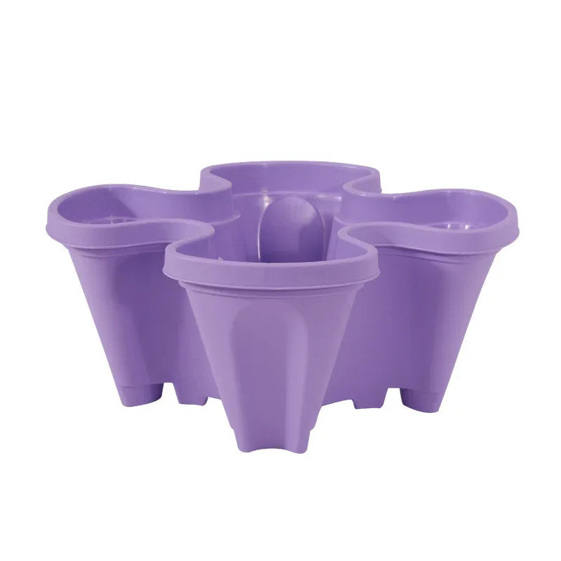 Purple 3-Tier Stackable Strawberry & Vegetable Planter with Mobile Wheel Tray - Space-Saving Vertical Gardening System - Mekamart Australia