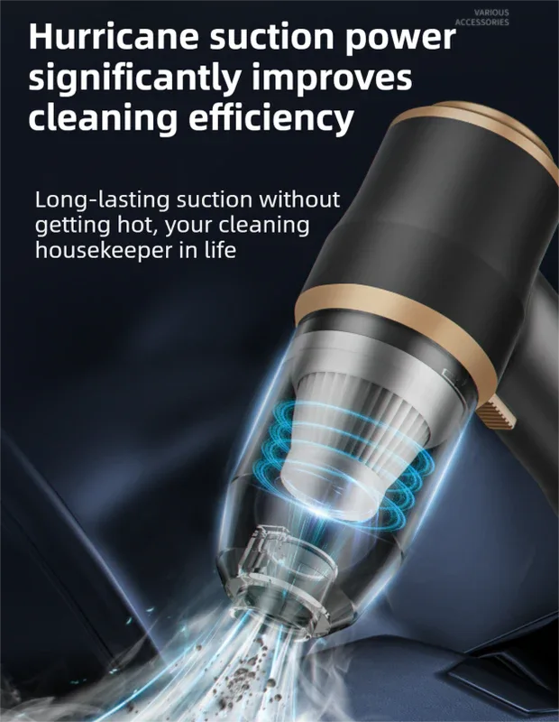 4-in1 Green Wireless Compact Handheld Car Vacuum Cleaner & Air Duster with 5 Nozzles/Brushes- 5300 Pa High Power Blower/Suction Tool for Auto, Home & Office - Mekamart Australia