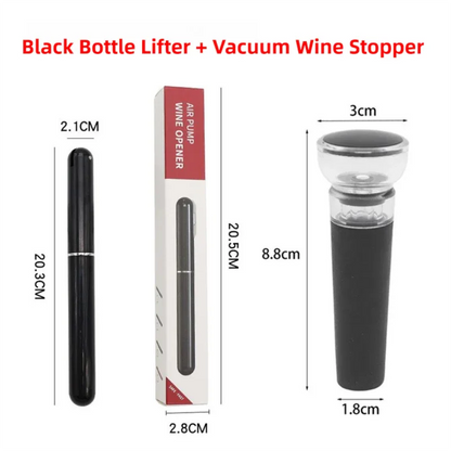 Black Pen-Style Air Pressure Wine Bottle Opener with Vacuum Wine Stopper Set - Effortless Cork Removal for Home & Champagne Party - Mekamart Australia