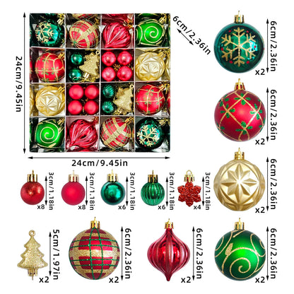 MJXK46-20Y Christmas Decorative Balls Set(24x24x6CM) - Shatterproof Plastic Ornaments with Electroplated & Hand-Painted Finish - Mekamart Australia