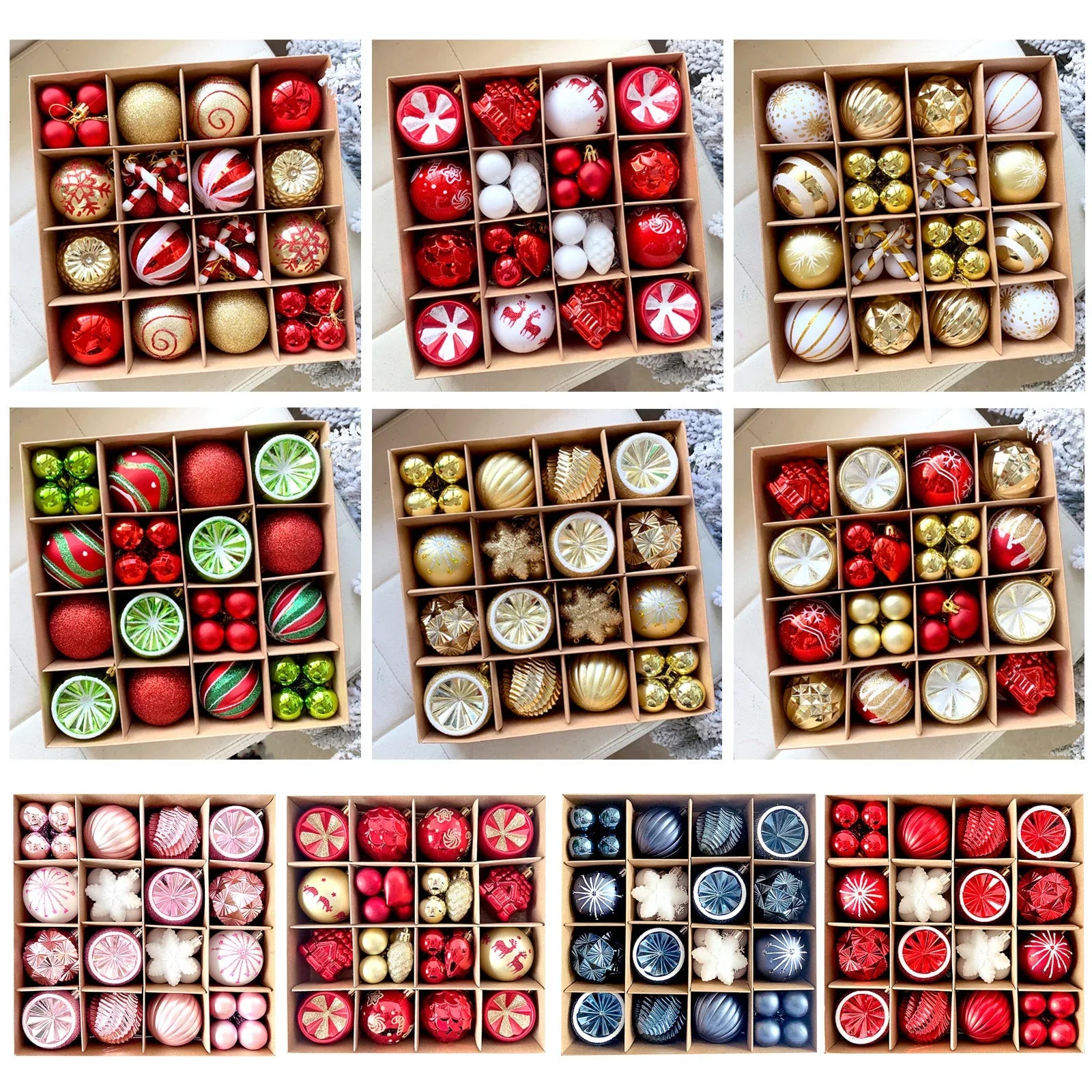 MJXK46-20Y Christmas Decorative Balls Set(24x24x6CM) - Shatterproof Plastic Ornaments with Electroplated & Hand-Painted Finish - Mekamart Australia