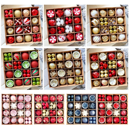 MJXK46-20Y Christmas Decorative Balls Set(24x24x6CM) - Shatterproof Plastic Ornaments with Electroplated & Hand-Painted Finish - Mekamart Australia